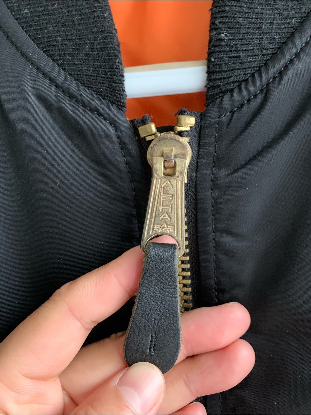 Alpha Industries Black Bomber Jacket with Orange Lining size Small - Picture 5 of 11